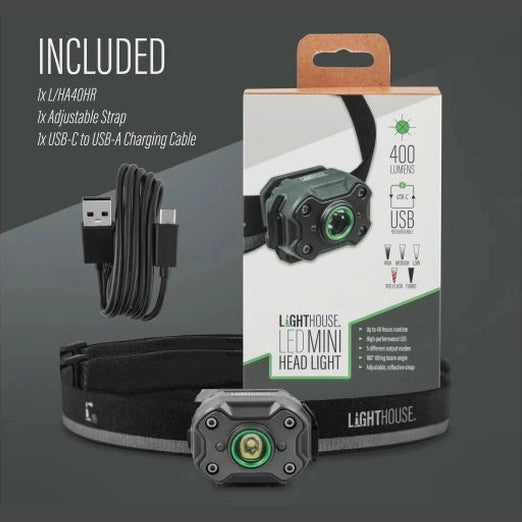 LIGHTHOUSE 400 LUMENS ELITE RECHARGEABLE HEADLIGHT