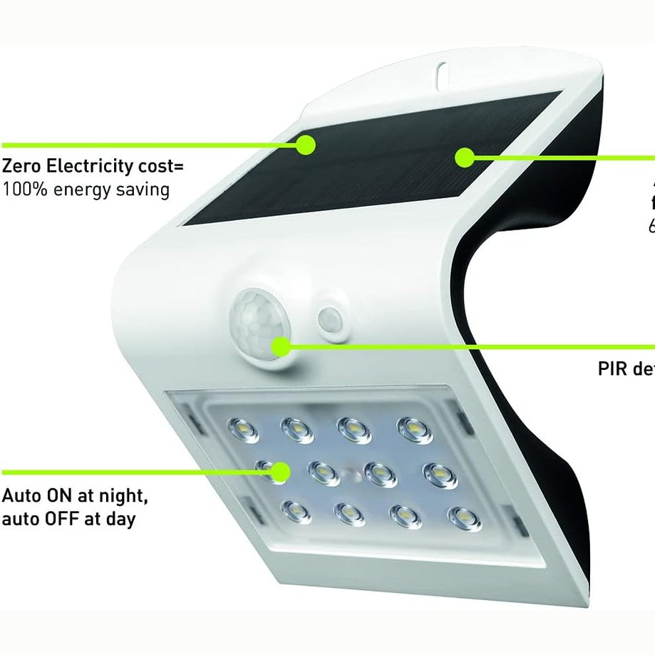 SOLAR GUARDIAN LED WALL LIGHT WITH PIR 1.5W WHITE