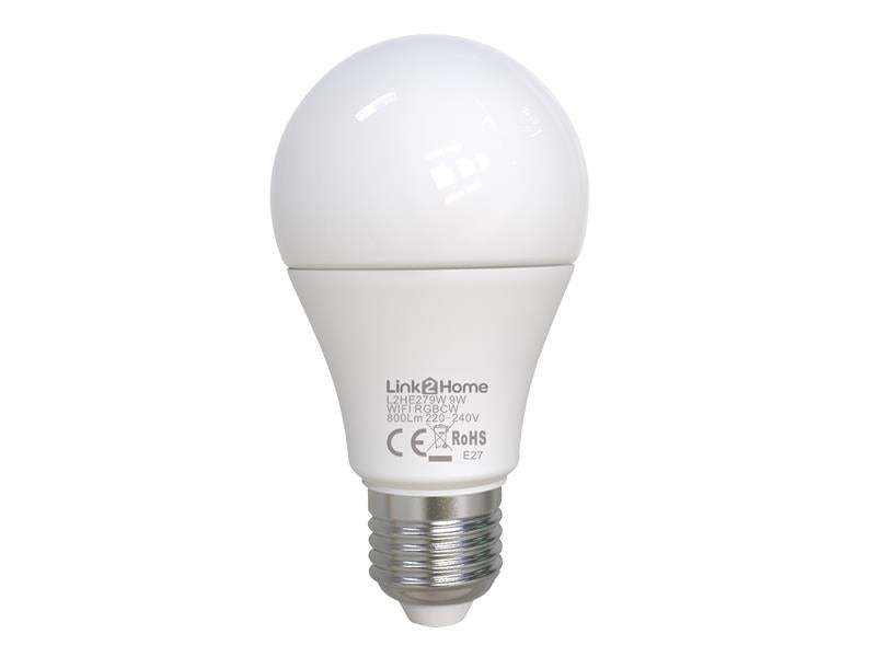 Link2Home Wi-Fi LED ES (E27) Opal GLS Dimmable Bulb, White + RGB 800 lm 9W