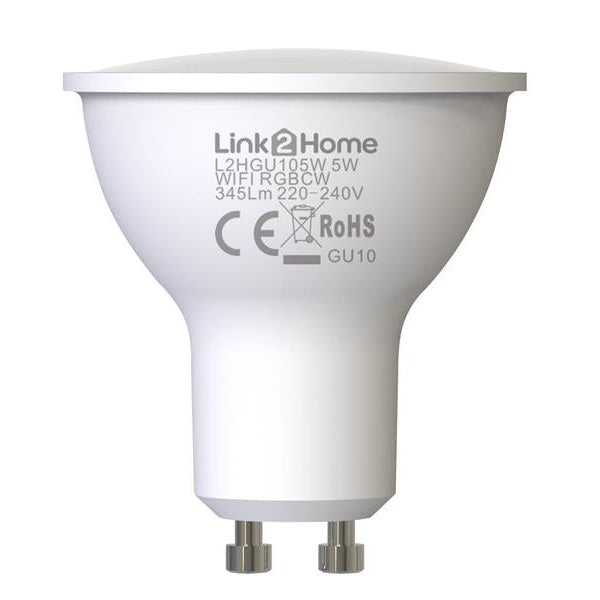 Link2Home Wi-Fi LED GU10 Dimmable Bulb, White + RGB 345 lm 5W - Watson Hire