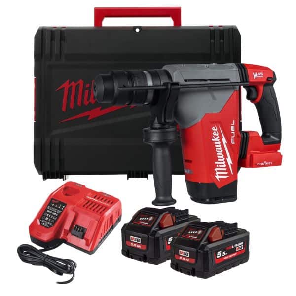 MILWAUKEE SDS DRILL FUEL ONE-KEY C/W 2 X 5.5AH BATTERY & CHARGER