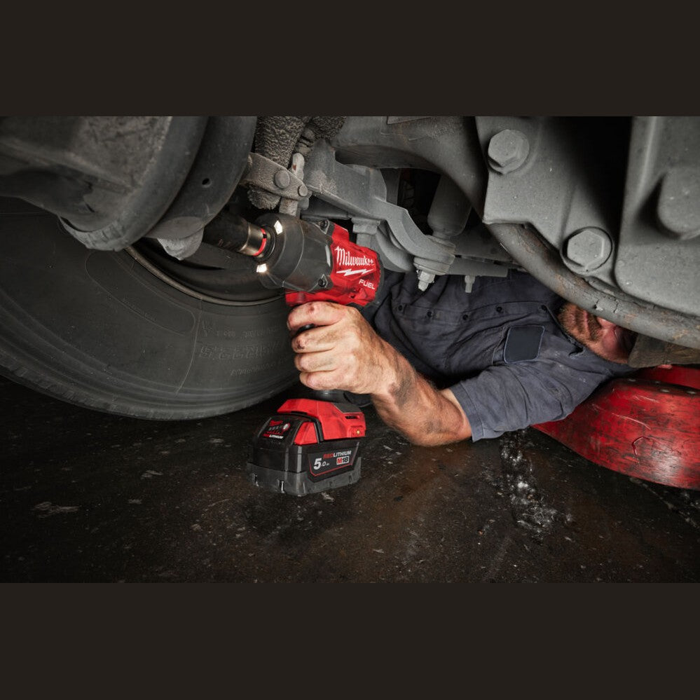 Milwaukee 1/2" M18 Fuel High Torque Impact Wrench with Friction Ring with 2 x 5ah Battery & Charger - Watson Hire