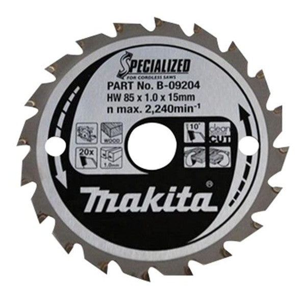 Makita B-09204 Specialized Wood Blade for Cordless Saws 85 x 15mm x 20T