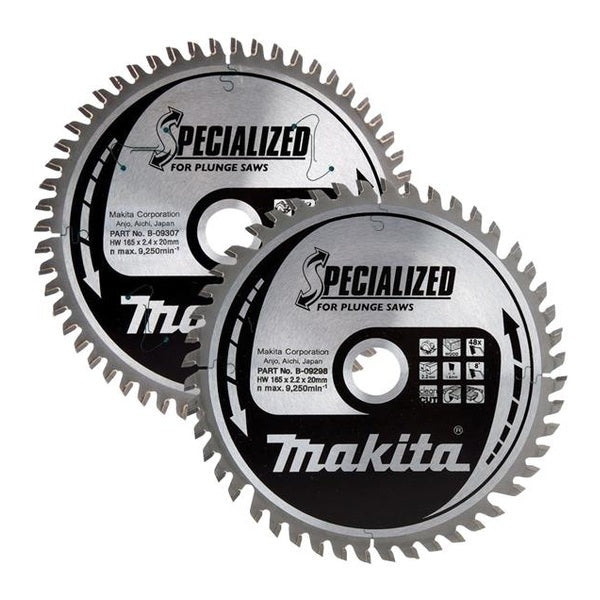 Makita B-49301 Specialized Plunge Cut Saw Blade 165 x 20mm x 48T/56T (Twin Pack)