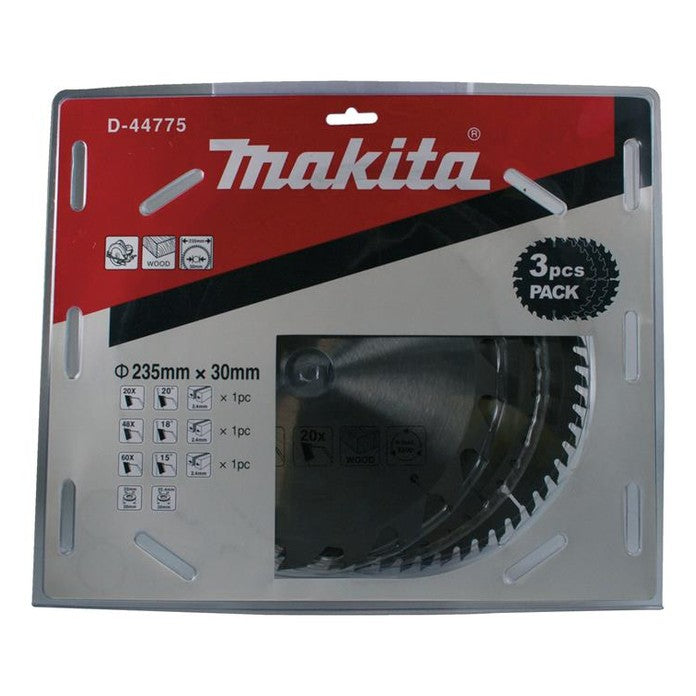 Makita D-44775 TCT Circular Saw Blade Triple Pack 235 x 30mm x 20/48/60T