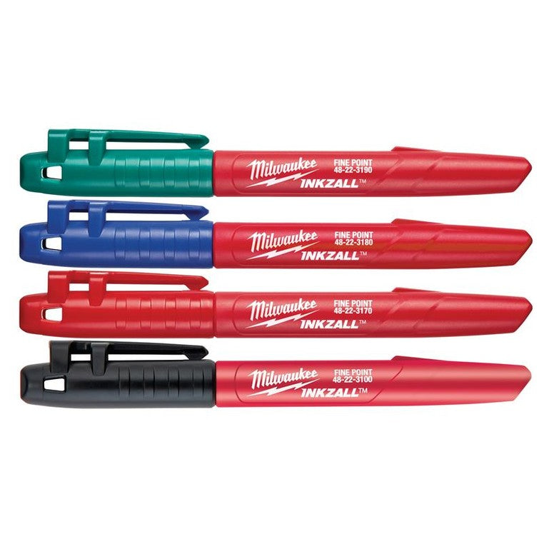 Milwaukee Hand Tools INKZALL™ Fine Tip Marker Assorted Colours (Pack 4)