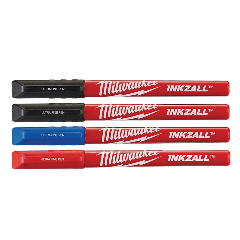 Milwaukee Hand Tools INKZALL™ Ultra Fine Tip Pen Assorted Colours (Pack 4)