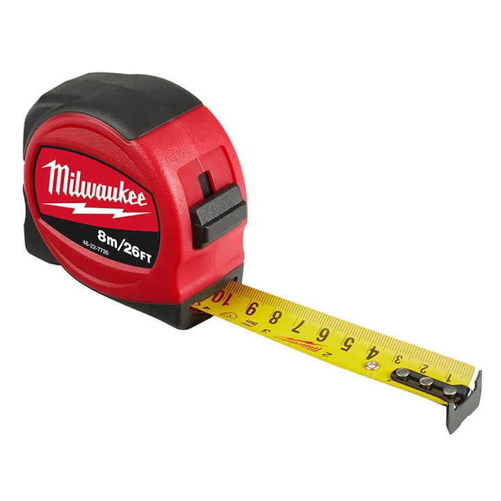 Milwaukee Hand Tools Slimline Tape Measure 8m/26ft (Width 25mm)