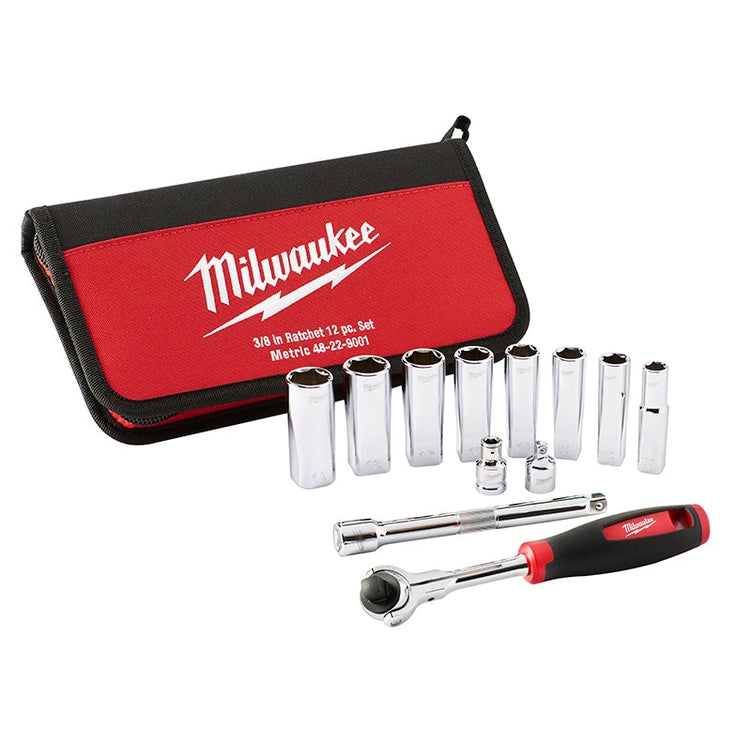 Milwaukee Hand Tools Tradesman 3/8in Ratchet Set 12 Piece