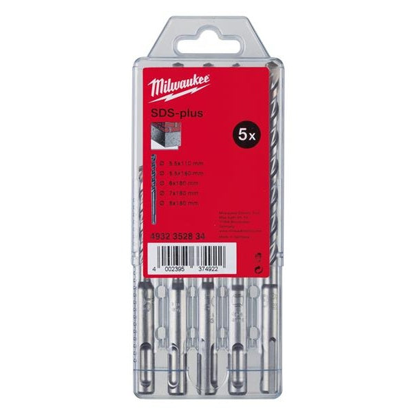 Milwaukee Power Tools SDS Plus M2 Drill Bit 2 Cut Set, 5 Piece