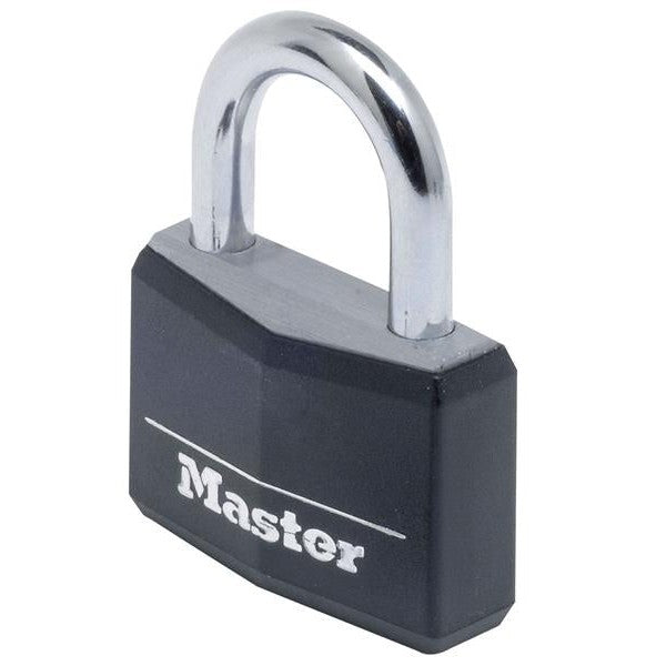 Master Lock Aluminium Black Vinyl Cover 40mm Padlock 4-Pin