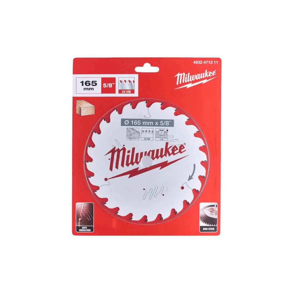 MILWAUKEE 165MM X 15.87MM x 24T CIRCULAR SAW BLADE