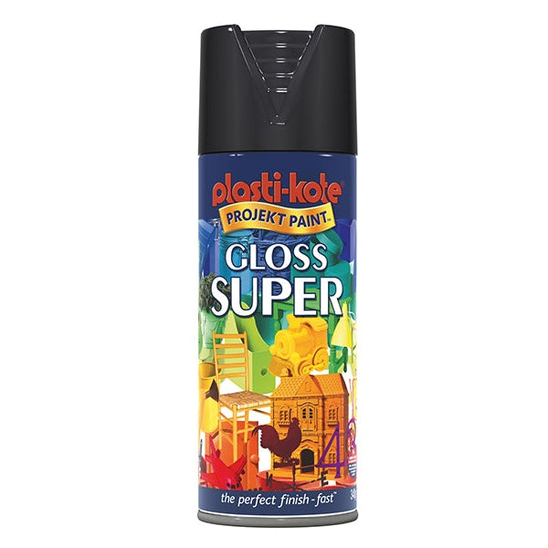 PlastiKote Gloss Super Spray Black 400ml