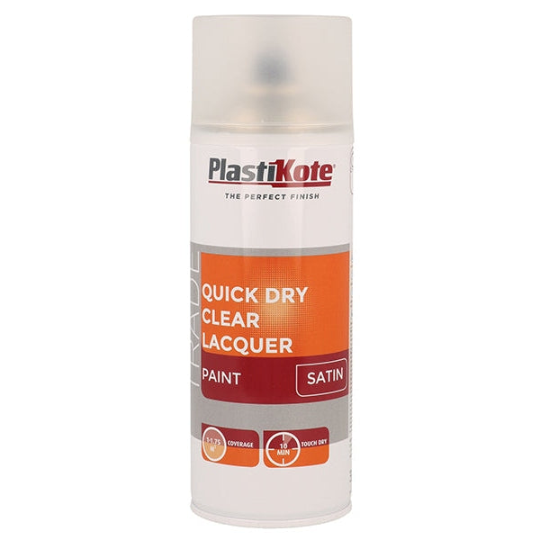 PlastiKote Trade Quick Dry Clear Lacquer Spray Satin 400ml