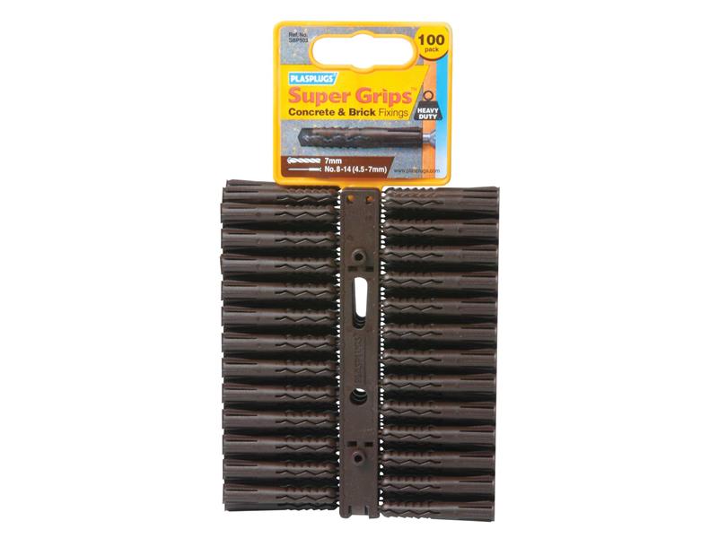 Plasplugs SBP 503 Solid Wall Super Grips™ Fixings Brown (100)