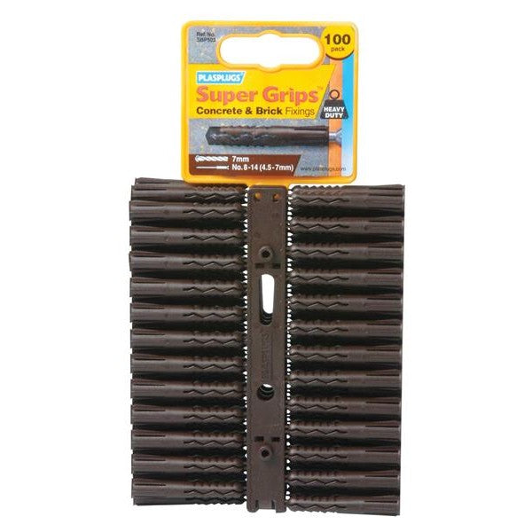 Plasplugs SBP 503 Solid Wall Super Grips™ Fixings Brown (100)