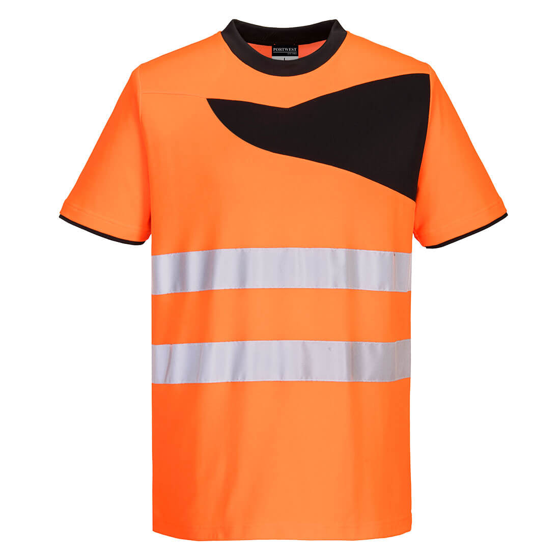 PORTWEST PW2 HI-VIS T-SHIRT S/S OR/BLK