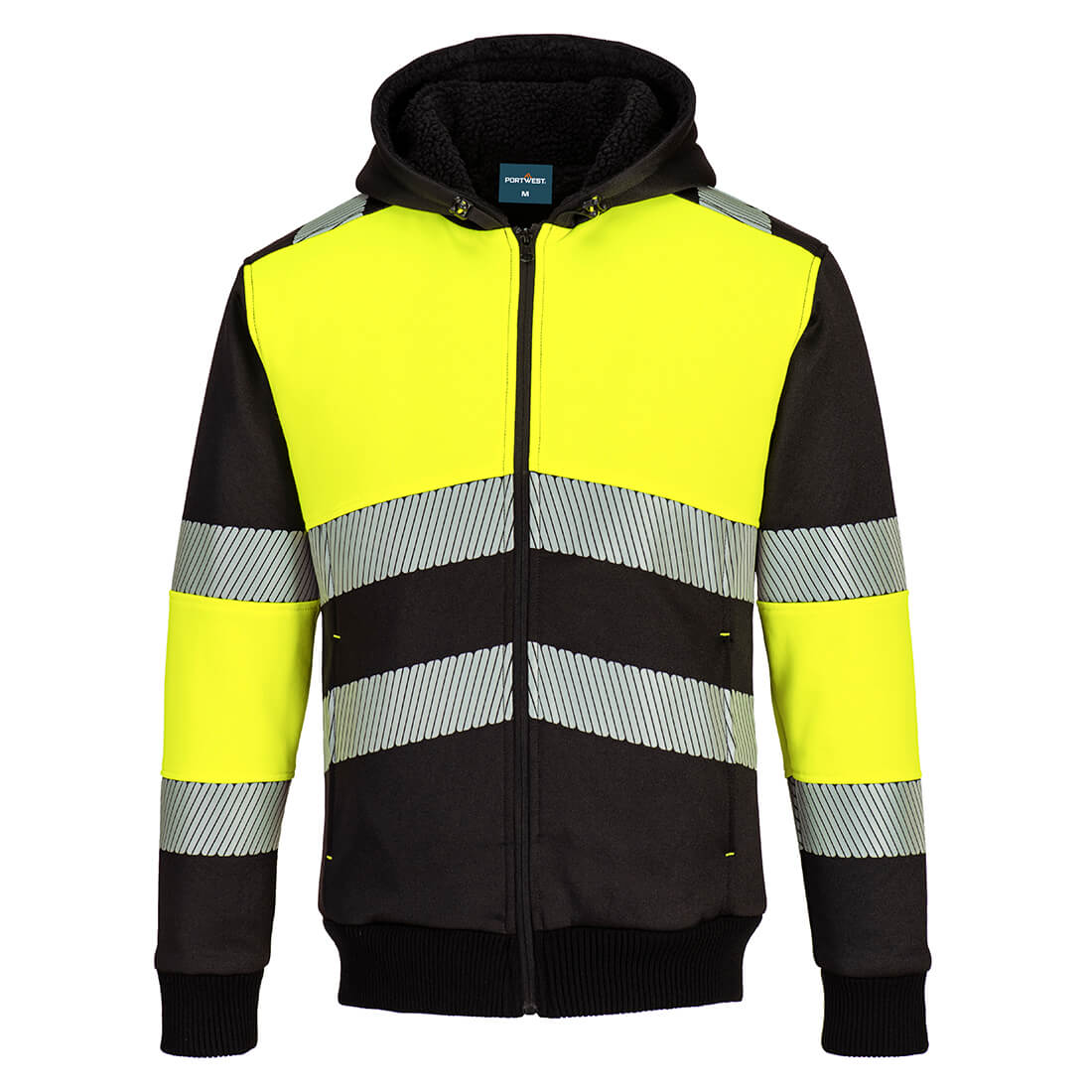 PORTWEST PW3 ZIP HOODIE YELLOW/BLACK XXXL