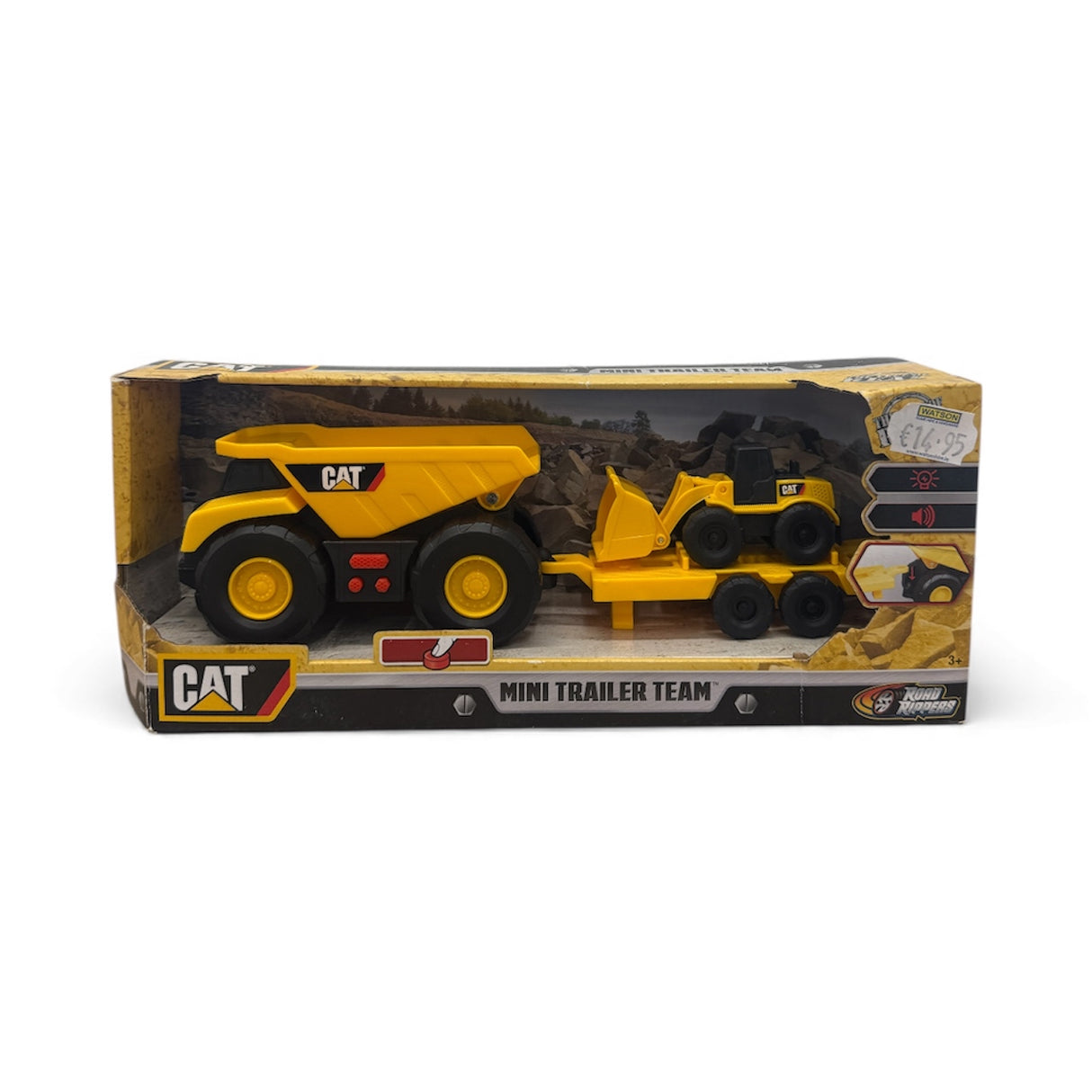 CAT MINI CONSTRUCTION MACHINE SOUND AND LIGHT DUMP TRUCK AND BUCKET 2-PIECE SET