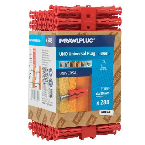 Rawlplug Red UNO® Plugs 6 x 28mm (Pack 288)