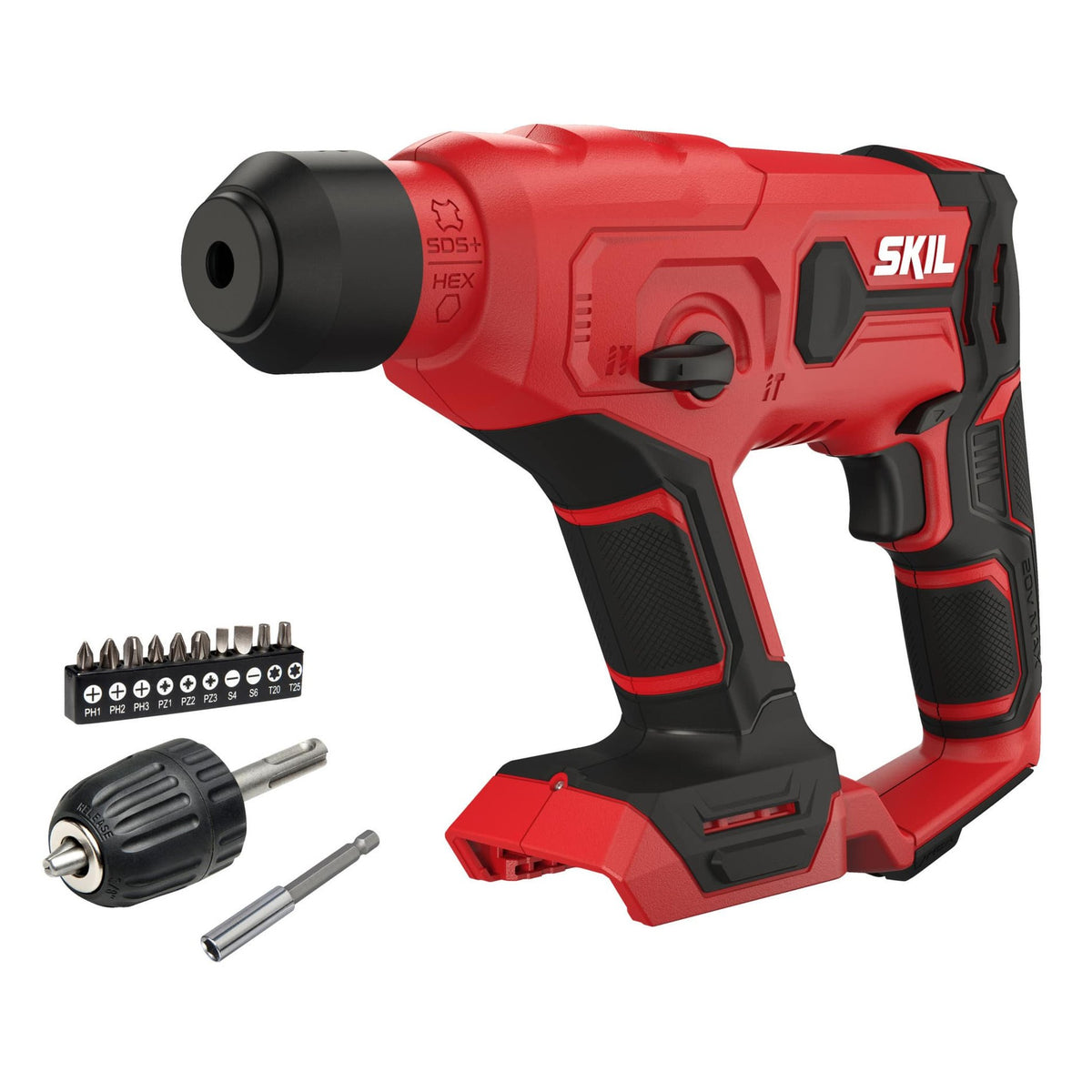 SKIL 3810CA CORDLESS SDS DRILL 20V MAX LI BARE UNIT + SDS CHUCK ADAPTOR + BIT HOLDER + 10MM BITS