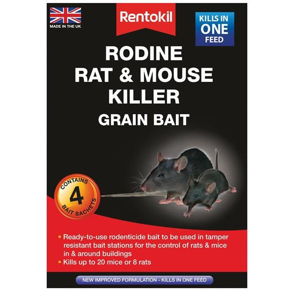 Rentokil Rodine Rat & Mouse Killer Grain Bait (Sachets 4)