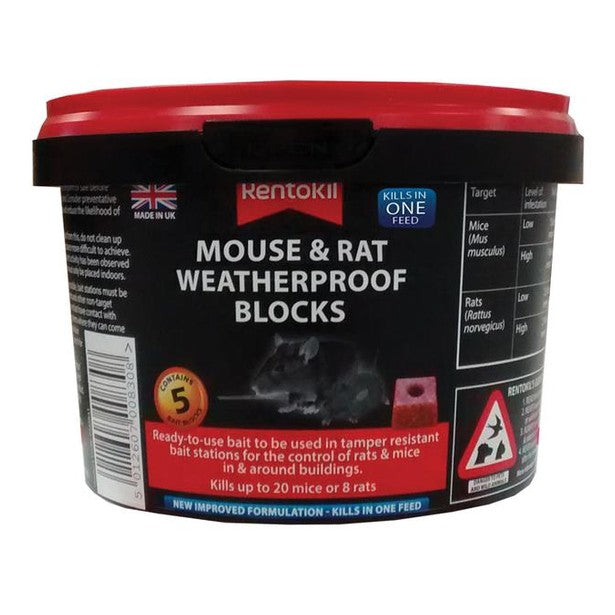 Rentokil Rat & Mouse Weatherproof Blocks (Tub of 5)