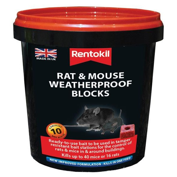 Rentokil Rat & Mouse Weatherproof Blocks (Tub of 10) - Watson Hire