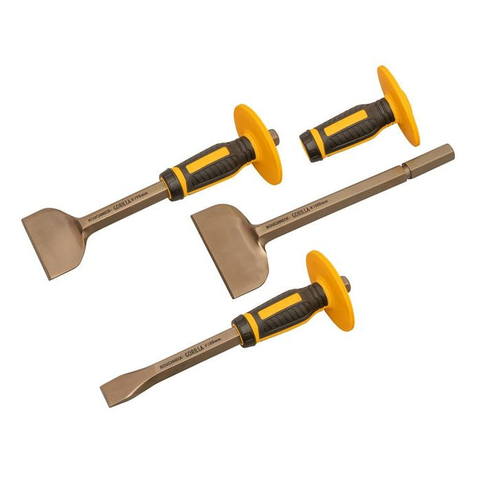 Roughneck Bolster & Chisel Set with Non-Slip Guards, 3 Piece