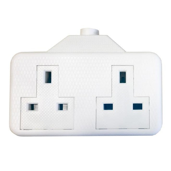 SMJ White Trailing Extension Socket 13A 2-Gang