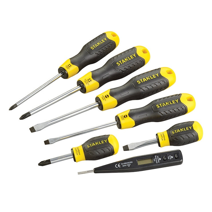 STANLEY® Cushion Grip Screwdriver Set, 7 Piece/Voltage Tester