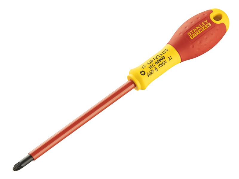 STANLEY® FatMax® VDE Insulated Screwdriver Pozidriv Tip PZ2 x 125mm