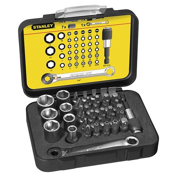 STANLEY® 1/4in Drive Bit & Socket Set of 39 + Ratchet End