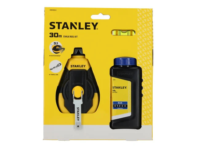 STANLEY 3:1 CHALK LINE SET ( CHALK LINE, BLUE CHALK & LEVEL )