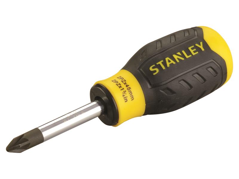 STANLEY® Cushion Grip Stubby Screwdriver Pozidriv Tip PZ2 x 45mm
