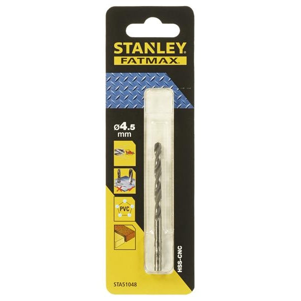 STANLEY® FatMax® Precision Metal Drill Bit 4.5mm OL:80mm WL:47mm