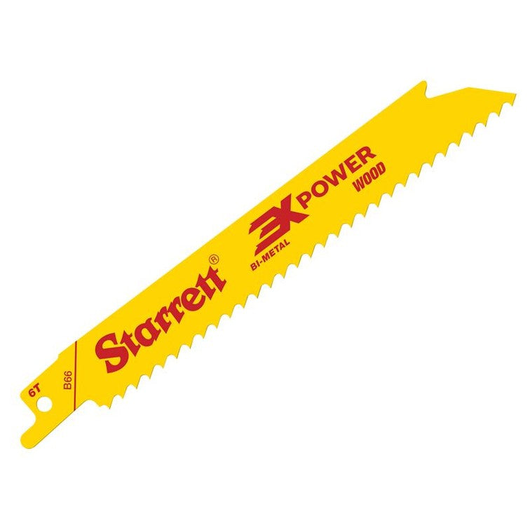 Starrett B66-5 Bi-Metal Reciprocating Blade, Wood Straight 152mm 6 TPI (Pack 5)
