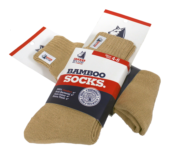 STEEL BLUE BAMBOO SOCKS SIZE 11-14, 6-10