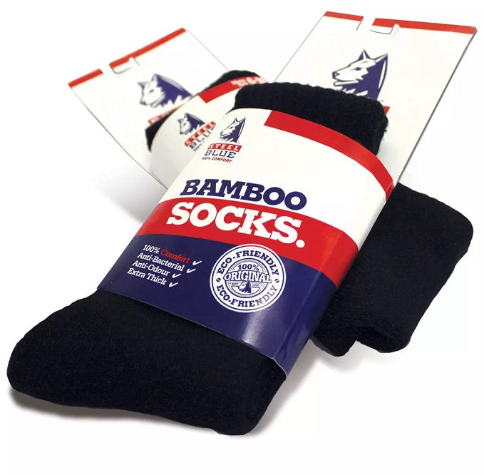 STEEL BLUE BAMBOO SOCKS SIZE 11-14, 6-10