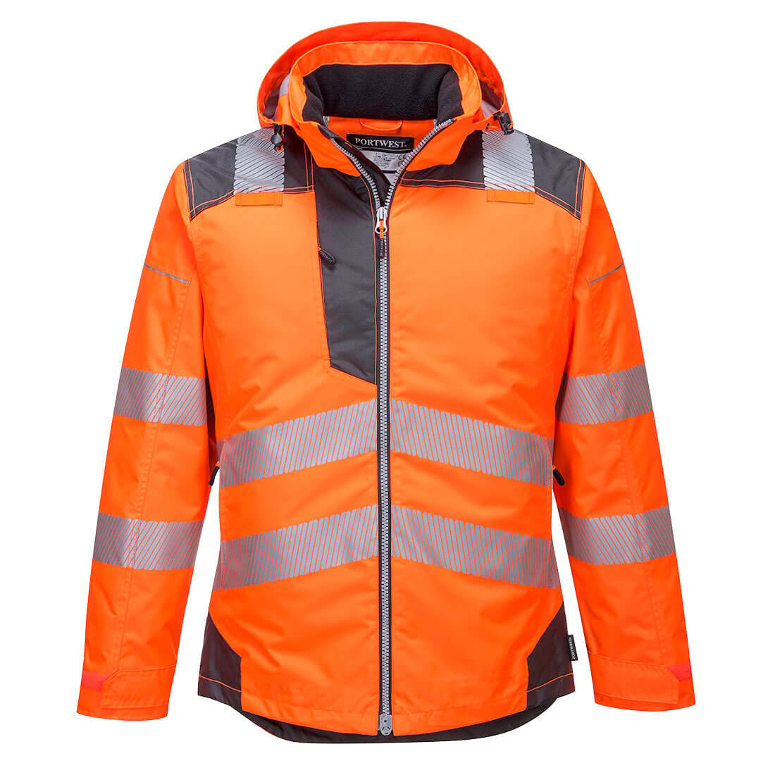 PORTWEST PW3 HI-VIS WINTER JACKET ORANGE/GREY MEDIUM