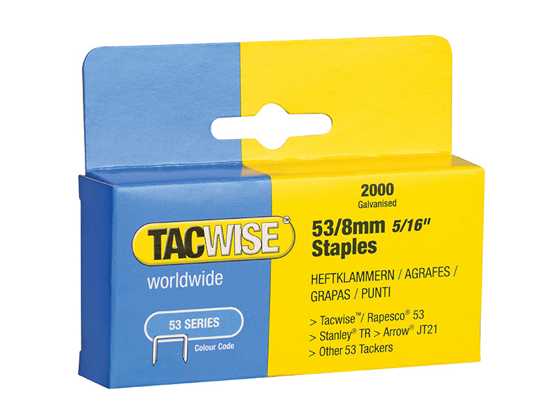 Tacwise 53 Light-Duty Staples 8mm (Type JT21 A) (Pack 2000)