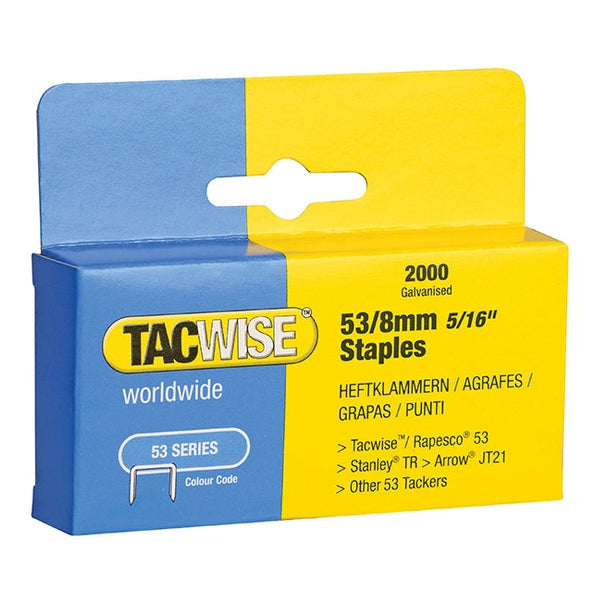Tacwise 53 Light-Duty Staples 8mm (Type JT21 A) (Pack 2000)