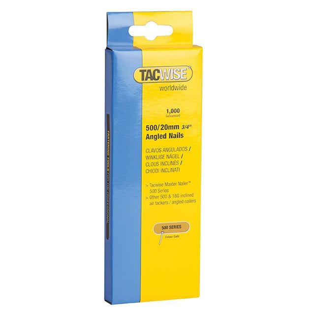 Tacwise 500 18 Gauge 20mm Angled Galvanised Nails (Pack 1000) - Watson Hire