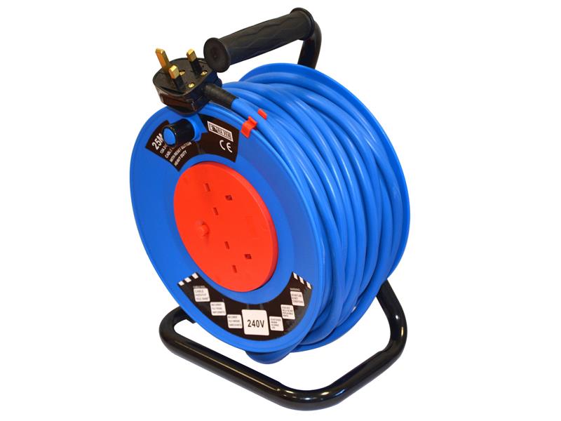 TALAtools Heavy-Duty Cable Reel 220V 2-Socket 25m