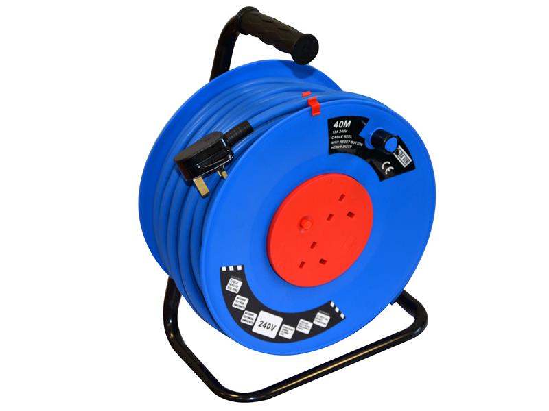 TALAtools Heavy-Duty Cable Reel 220V 2-Socket 40m