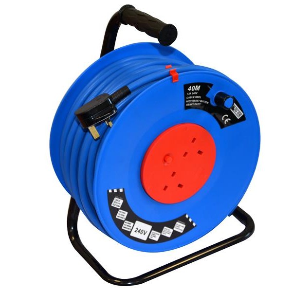 TALAtools Heavy-Duty Cable Reel 220V 2-Socket 40m