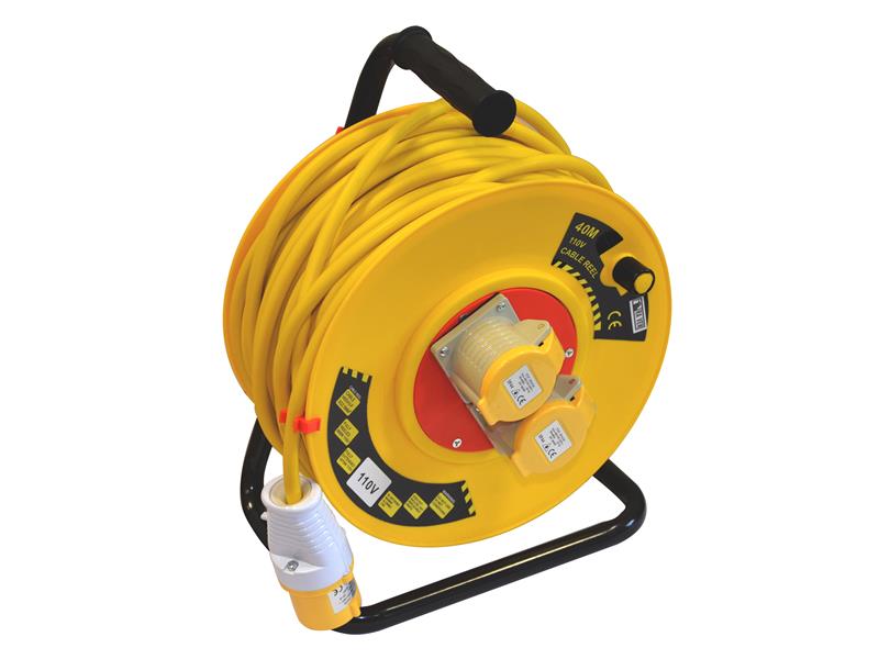 TALAtools Heavy-Duty Cable Reel 110V 40m 2-Socket