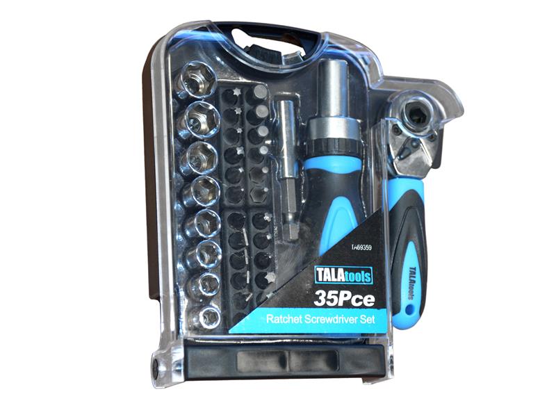 TALAtools Ratchet Screwdriver Bit Set, 35 Piece - Watson Hire