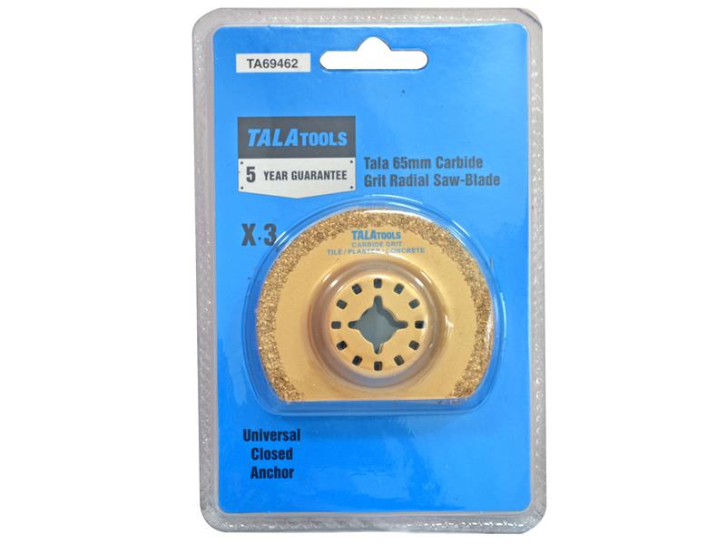 TALAtools Multi-Tool Carbide Grit Radial Saw Blade 65mm (Pack 3)