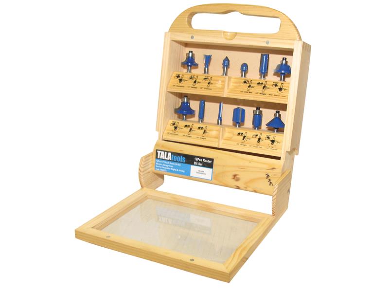 TALAtools 1/4in Router Bit Set, 12 Piece